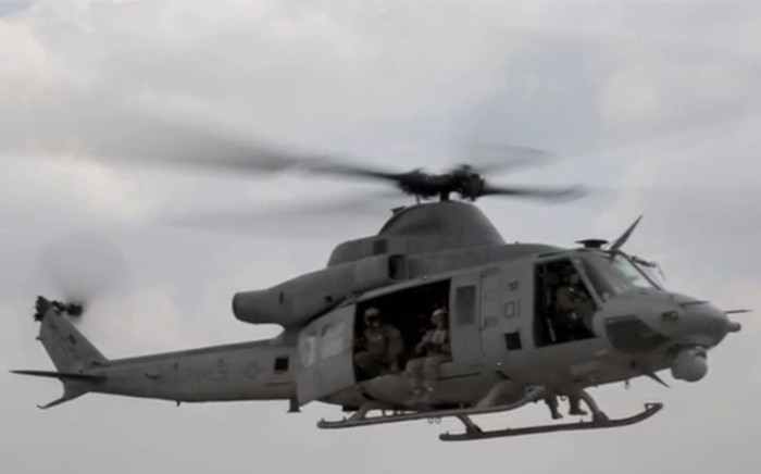 FILE: A screengrab shows a US Marines helicopter moments before it went missing while on mission to deliver aid to affected areas and later found crashed on a mountainside in Nepal.