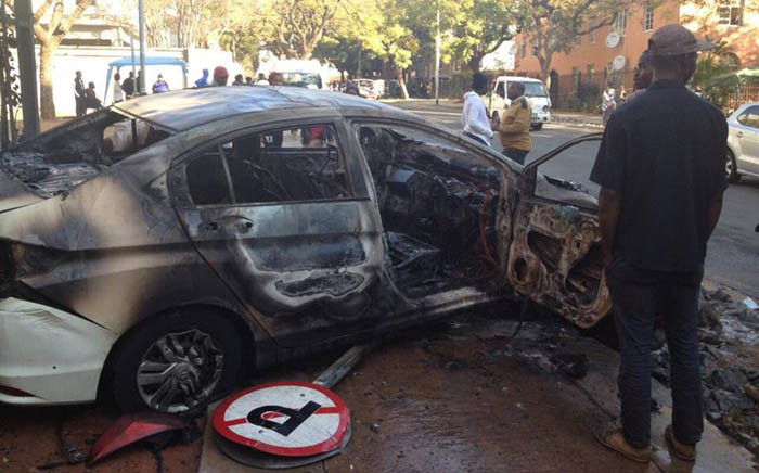 FILE: An Uber operator's vehicle following an attack in Pretoria on 21 June. Picture: Facebook.com