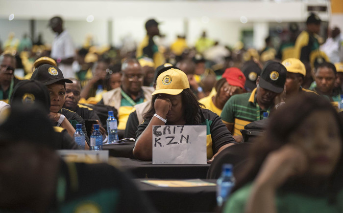 A delegate from KwaZulu-Natal displaying a sign showing support for Cyril Ramaphosa at the start of the ANC's national conference on 16 December 2017. Picture: Ihsaan Haffejee/EWN