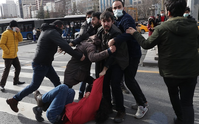 Turkish Police detained activists supporting Bogazici University students protesting against the appointment by the Turkish government of a new rector in Ankara on February 2, 2021. Picture: Adem Altan / AFP.