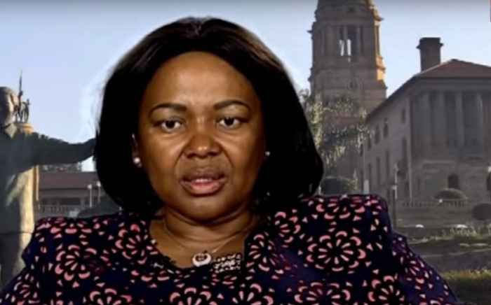 A screengrab of Mmamathe Makhekhe-Mokhuane during her interview with the SABC.