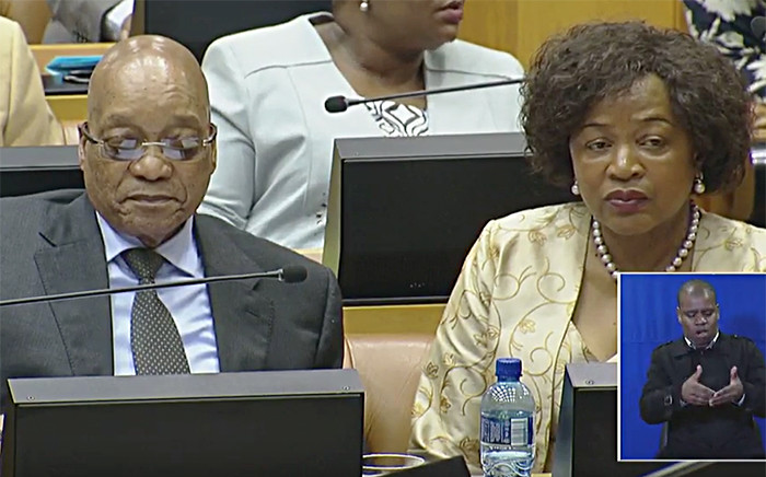 A screen grab of President Jacob Zuma and parliamentary speaker Baleka Mbete.Picture: YouTube