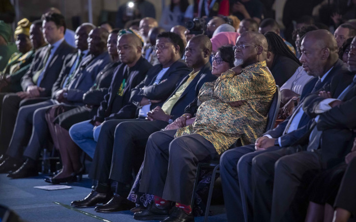Members of the ANC listen to President Cyril Ramaphosa’s address at the IEC Results Operations Centre in Tshwane. Picture: Thomas Holder/EWN.
