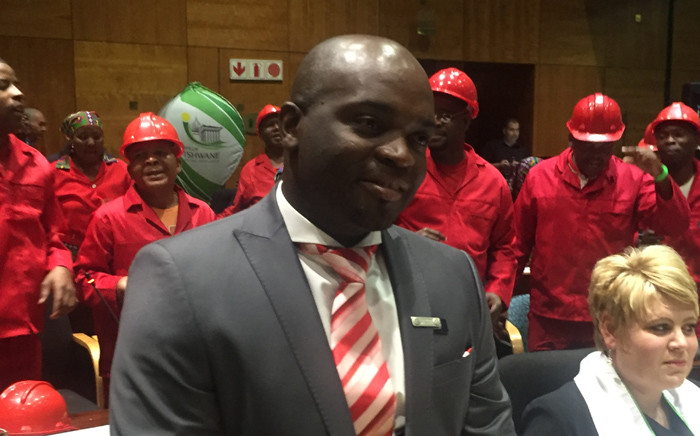 DA mayoral elect Solly Msimanga at the Tshwane Council Chambers. Picture: Kgothatso Mogale/EWN.