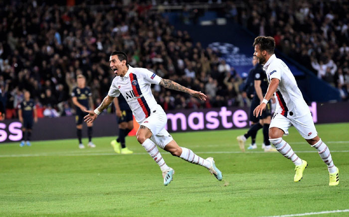 PSG's Angel Di Maria (left) celebrates his goal against Real Madrid in their Champions League match on 18 September 2019. Picture: @PSG_English/Twitter