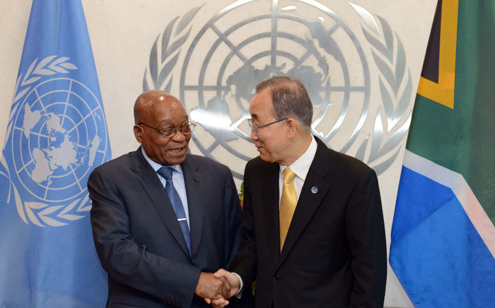 President Jacob Zuma meets with United Nations Secretary General Mr Ban Ki Moon ahead of the 71st United Nations General Assembly. Picture: GCIS.