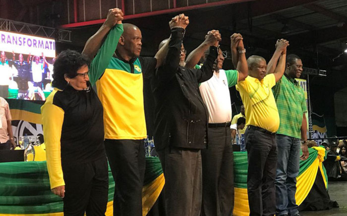 FILE: The ANC's newly elected top six acknowledge their supporters at the party's national conference at Nasrec in Johannesburg on 18 December 2017. Picture: EWN