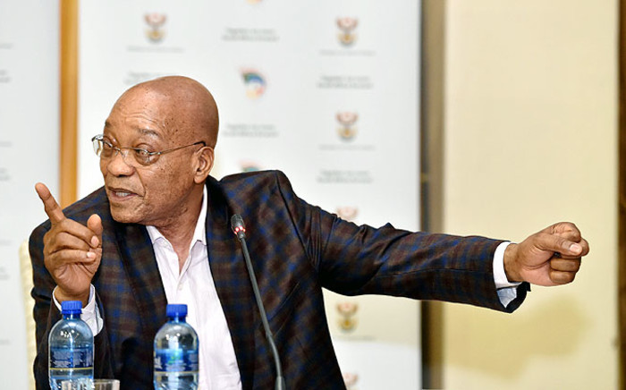 President Jacob Zuma addresses media at a working lunch for editors hosted at the Presidential Guest House in Pretoria on 8 February 2015. Picture: GCIS.
