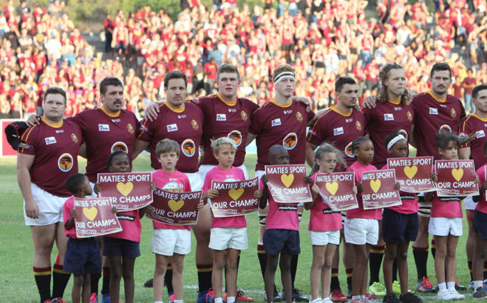 Maties players lineup before a Varsity Cup game. Picture: @varsitycup/Twitter