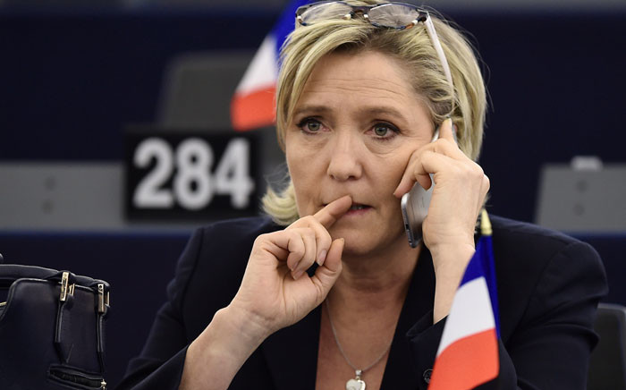 FILE:This file photo taken on January 17, 2017 shows French Front National (National Front - FN) far-right party's President, European MP and presidential candidate for the 2017 election Marine Le Pen during a plenary session of the European Parliament marking the election of its new President in Strasbourg. Picture: AFP