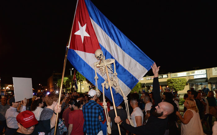 Miami residents celebrate the death of Fidel Castro on 26 November2016 in Miami, Florida. Cuba’s current President and younger brother of Fidel, Raul Castro, announced in a brief TV appearance that Fidel Castro had died on 25 November, aged 90. Picture: AFP