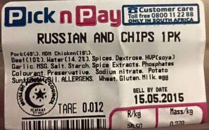 Pick n Pay incorrect food labelling. Picture: Supplied.