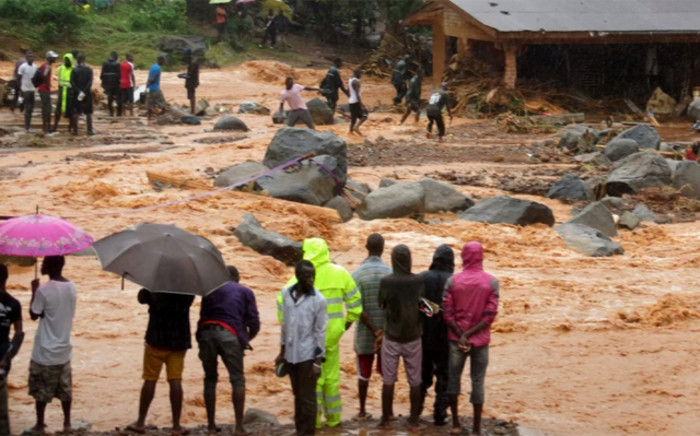 At least 179 bodies have been brought to the central morgue in Sierra Leone's capital, Freetown, after a mudslide in the outskirts of the city on Monday morning, the Red Cross said. Picture: Screengrab