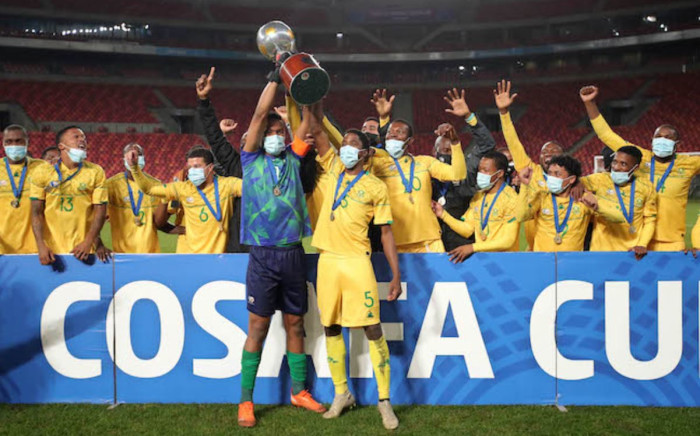 Bafana Bafana were crowned the 2021 Cosafa Cup champions after they beat Senegal in a penalty shootout on 18 July 2021. Picture: @COSAFAMEDIA/Twitter.
