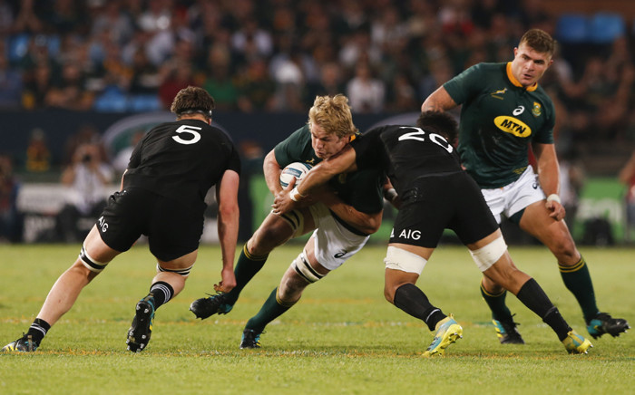 South Africa's lock Pieter-Steph du Toit vies for the ball during the Rugby Championship match between South Africa and New Zealand at the Loftus Versfeld stadium in Pretoria, South Africa, on 6 October 2018. Picture: AFP