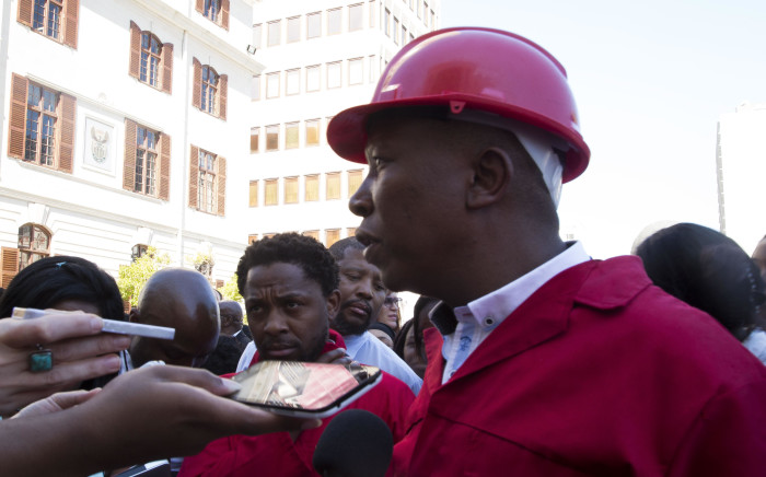FILE: EFF leader Julius Malema addresses journalists outside Parliament following the budget speech. Picture: Supplied.