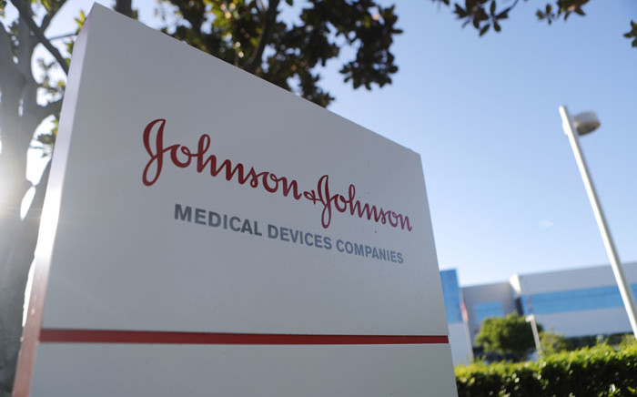 FILE: A sign is posted at the Johnson & Johnson campus on 26 August 2019 in Irvine, California. Picture: AFP.