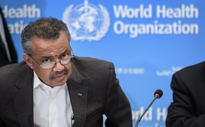 FILE: World Health Organisation (WHO) Director-General Tedros Adhanom Ghebreyesus arrives for a press conference following a WHO Emergency committee on 30 January 2020 in Geneva. Picture: AFP.