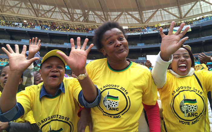 Thousands of ANC supporters made their way into the FNB Stadium in Soweto for the launch of the party's Gauteng manifesto. Picture: Reinart Toerien/EWN.