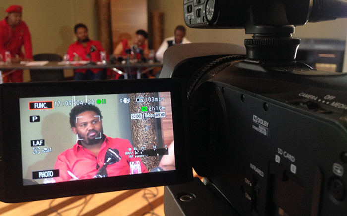 Suspended EFF MP Andile Mngxitama addresses media during a press conference in Johannesburg, 17 February 2015, Picture: Vumani Mkhize/EWN.
