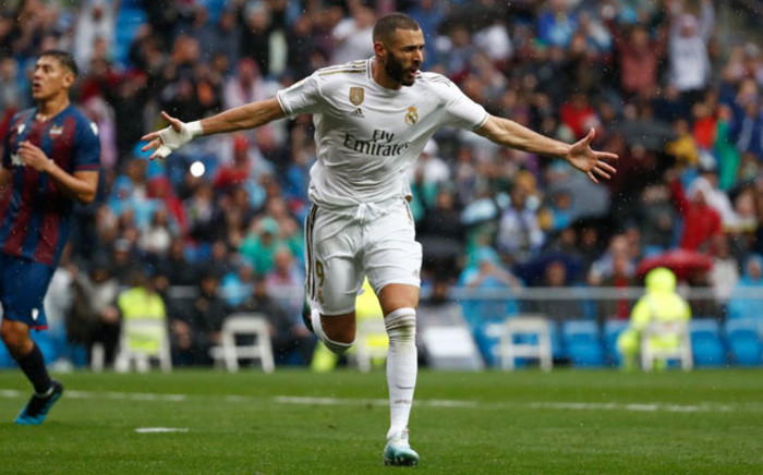 Real Madrid's Karim Benzema celebrates his goal against Levante during their La Liga match on 14 September 2019. Picture: @realmadriden/Twitter