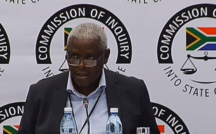 A screengrab shows Former Free State Economic Development MEC Mxolisi Dukwana at the Zondo Commission of Inquiry on 5 April 2019.