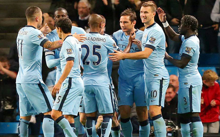 FILE: Manchester City players celebrate after beating Sheffield Wednesday 7-0 in the League Cup on 24 September 2014. Picture: Official Manchester City Facebook page.