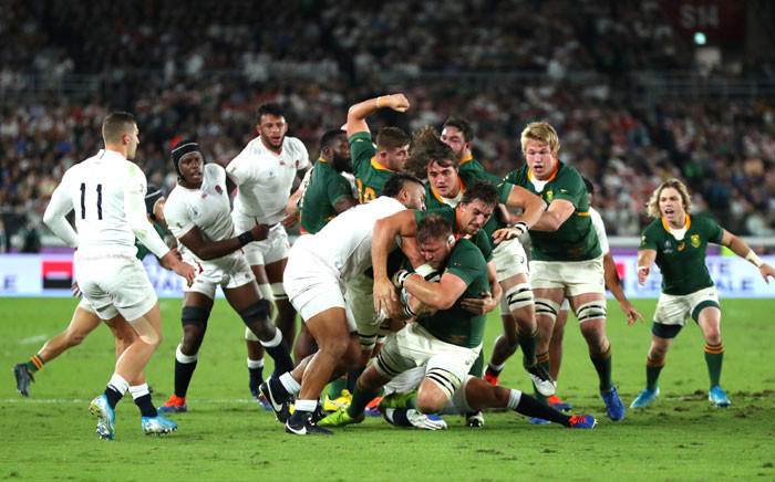 The Springboks take on England during the Rugby World Cup final in Japan on 2 November 2019. Picture: @Springboks/Twitter