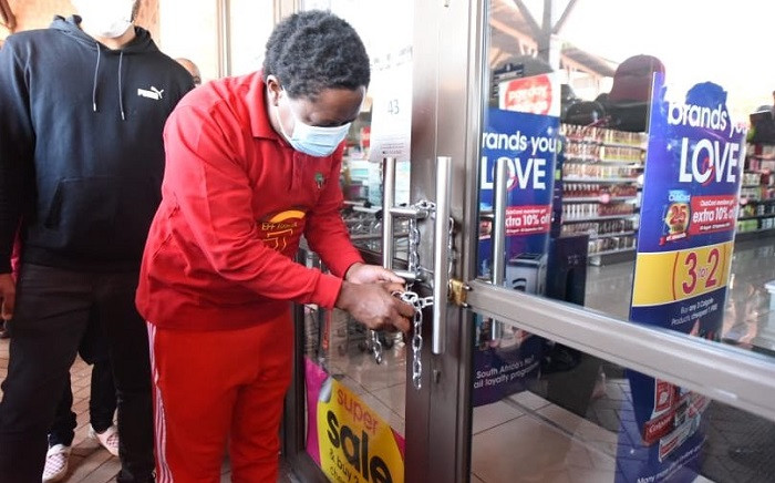 EFF leader Julius Malema shutting down the Clicks store in the Cycad Shopping Centre in Limpopo on 7 September 2020. Picture: @EFFSouthAfrica/Twitter