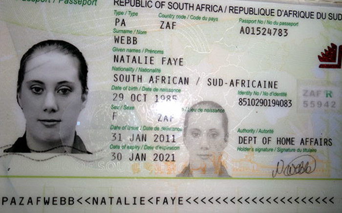 An image of a fake South African passport belonging to British national Samantha Lewthwaite (the 'White Widow) was released by Kenyan police in 2011. Picture: AFP