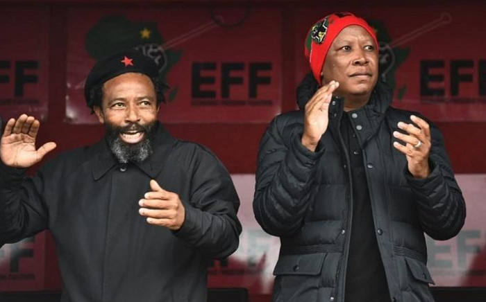 AbaThembu King Buyelekhaya Dalindeybo and EFF leader Julius Malema in Mandela Park, Mthatha. Picture: EFF.
