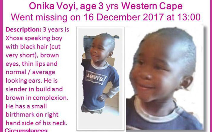 Missing three-year-old Onika Voyi. Picture: The Pink Ladies