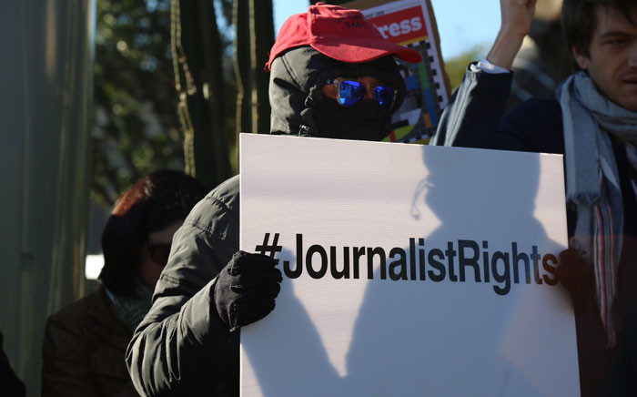 Journalists and people from the media industry gathered outside the SABC in Auckland Park, dressed in black, in support of the national broadcaster's journalists who were suspended for raising concerns about policy changes. Picture: Christa Eybers/EWN