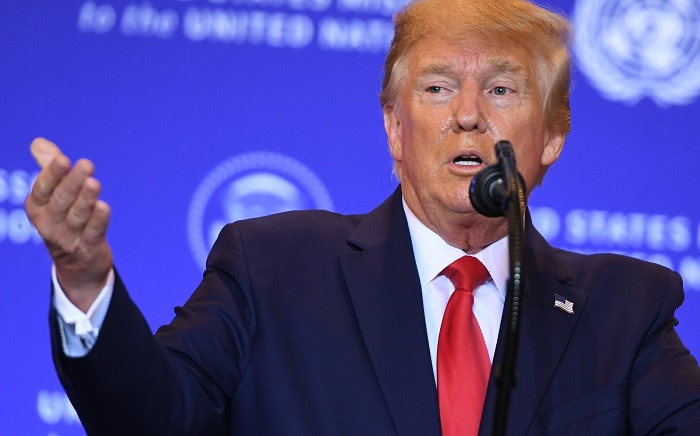 US President Donald Trump takes a question during a press conference in New York 25 September 2019, on the sidelines of the United Nations General Assembly. Picture: AFP