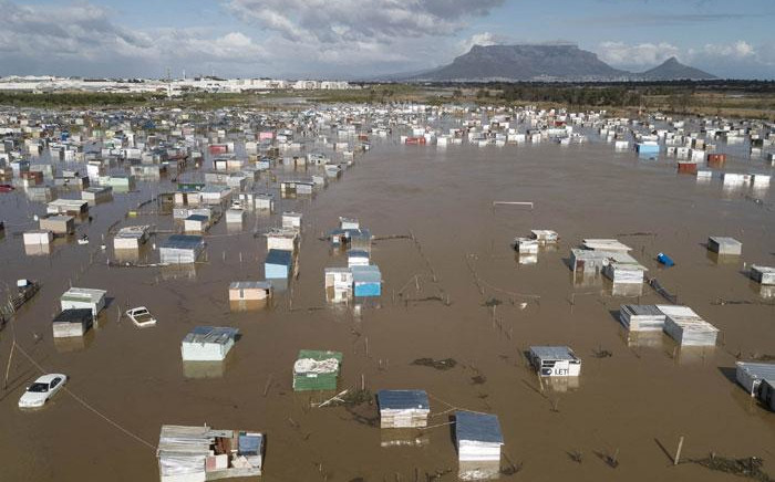 An informal settlement in Cape Town is flooded after heavy rains. Picture: @CityofCT/Twitter