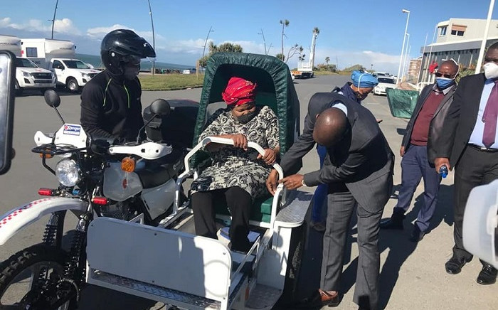 FILE: Former Eastern Cape Health MEC Sindiswa Gomba tests out the province's EMS scooters. Picture: Healthmec/Facebook