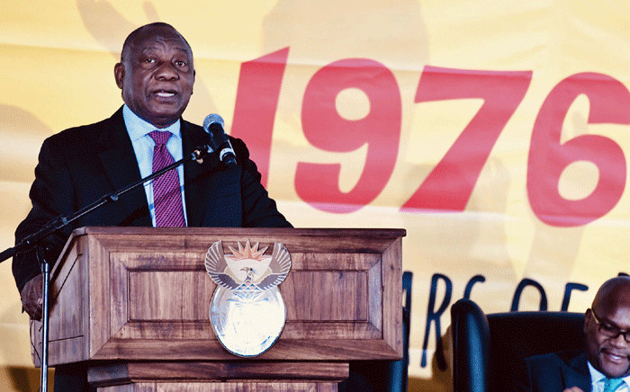 President Cyril Ramaphosa delivers the keynote address during National Youth Day at the Polokwane Cricket Club in Polokwane, Limpopo. Picture: GCIS.