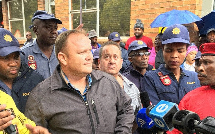 The COO of Optimum coal mine, George van der Merwe, responds to workers' concerns over salary payments on 22 February 2018. Picture: Pelane Phakgadi/EWN.