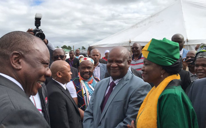 President Cyril Ramaphosa greets dignitaries in the hometown of the late Winnie Madikizela-Mandela ahead of a memorial service for the struggle icon. Picture: @MYANC/Twitter
