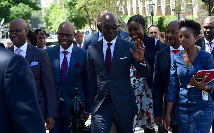 Finance Minister Melusi Gigaba and his team arriving at Parliament to deliver his 2018 budget speech at the National Assembly, Cape Town. Picture: GCIS