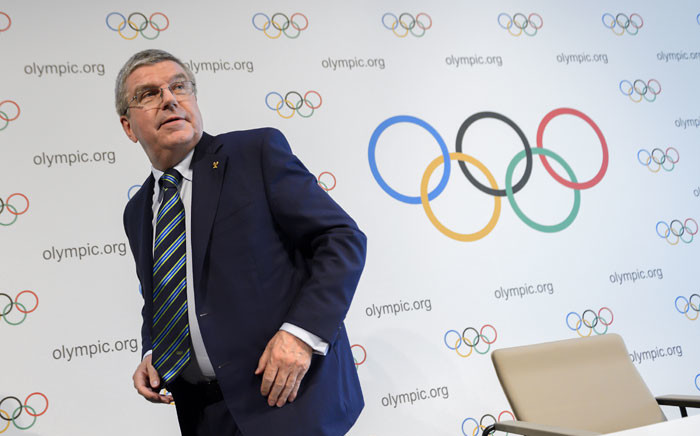 This file photo taken on 21  June 2016 shows International Olympic Committee (IOC) president Thomas Bach leaving a press conference following an Olympic summit in Lausanne. Picture: Fabrice Coffrini/AFP.