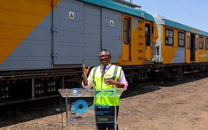 Transport Minister Fikile Mbalula gives an update on Prasa at a media briefing at the Braamfontein staging yard on 15 January 2020. Picture: @FikileMbalula/Twitter