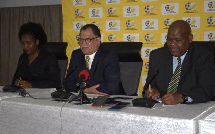 FILE: Gay Mokoena with Safa president Danny Jordaan. The tense relationship between the two has played out in publics, making Mokoena's sacking unsurprising. Picture Safa.net