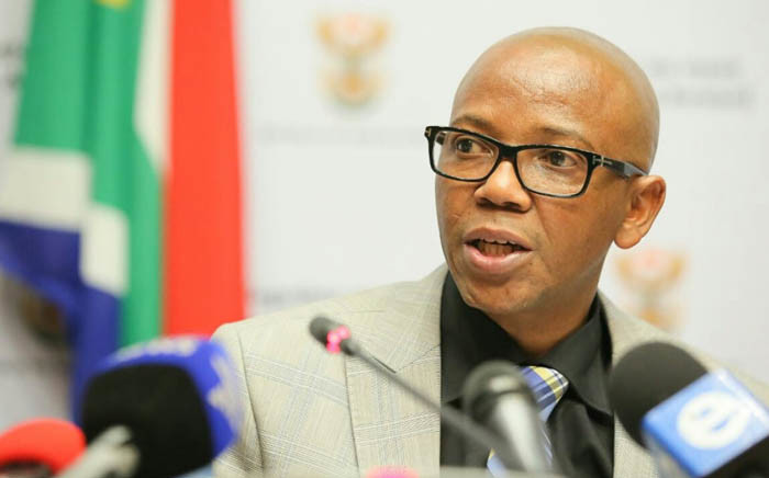 FILE: Deputy Police Minister Bongani Mkongi addressing the media in Cape Town on 7 September. Picture: SAPS.