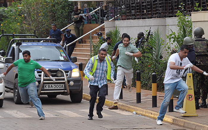 People flee during the terror attacks in Nairobi. Picture: AFP