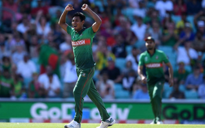 Mustafizur Rahman dismisses South Africa's Chris Morris falls for 10 at The Oval, London during their ICC 2019 Cricket World Cup match on Sunday. Twitter: @cricketworldcup 