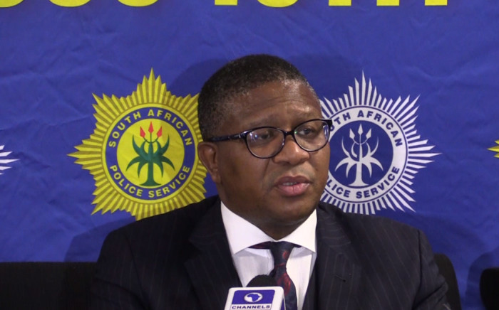 Police Minister Fikile Mbalula speaking at the OR Tambo International Airport. Picture: EWN