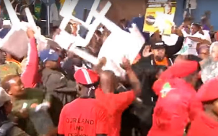 A screengrab of fighting at an SABC election broadcast in Hout Bay on 5 April 2019.