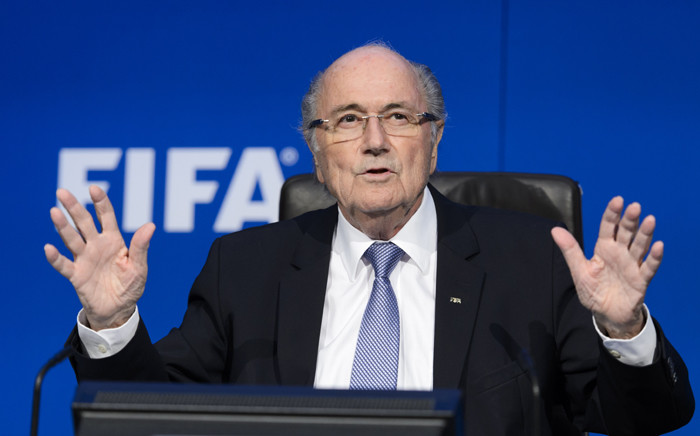 Fifa president Sepp Blatter gestures during a press conference at the football’s world body headquarter’s on 20 July, 2015 in Zurich. Picture: AFP.