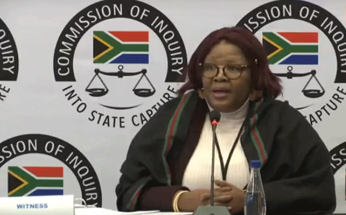 A screengrab of Vytjie Mentor during her second day of giving testimony at the state capture commission on 28 August 2018.